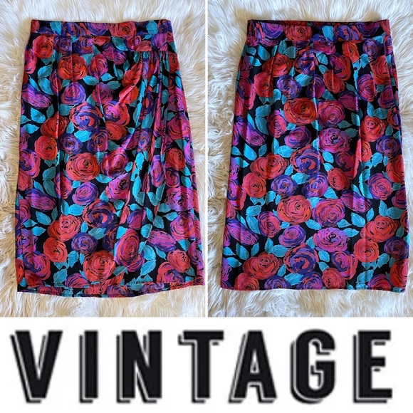 Vintage Michel Antoni Fall Floral Tulip Midi Skirt and Oversized Blazer set - Picture 9 of 16